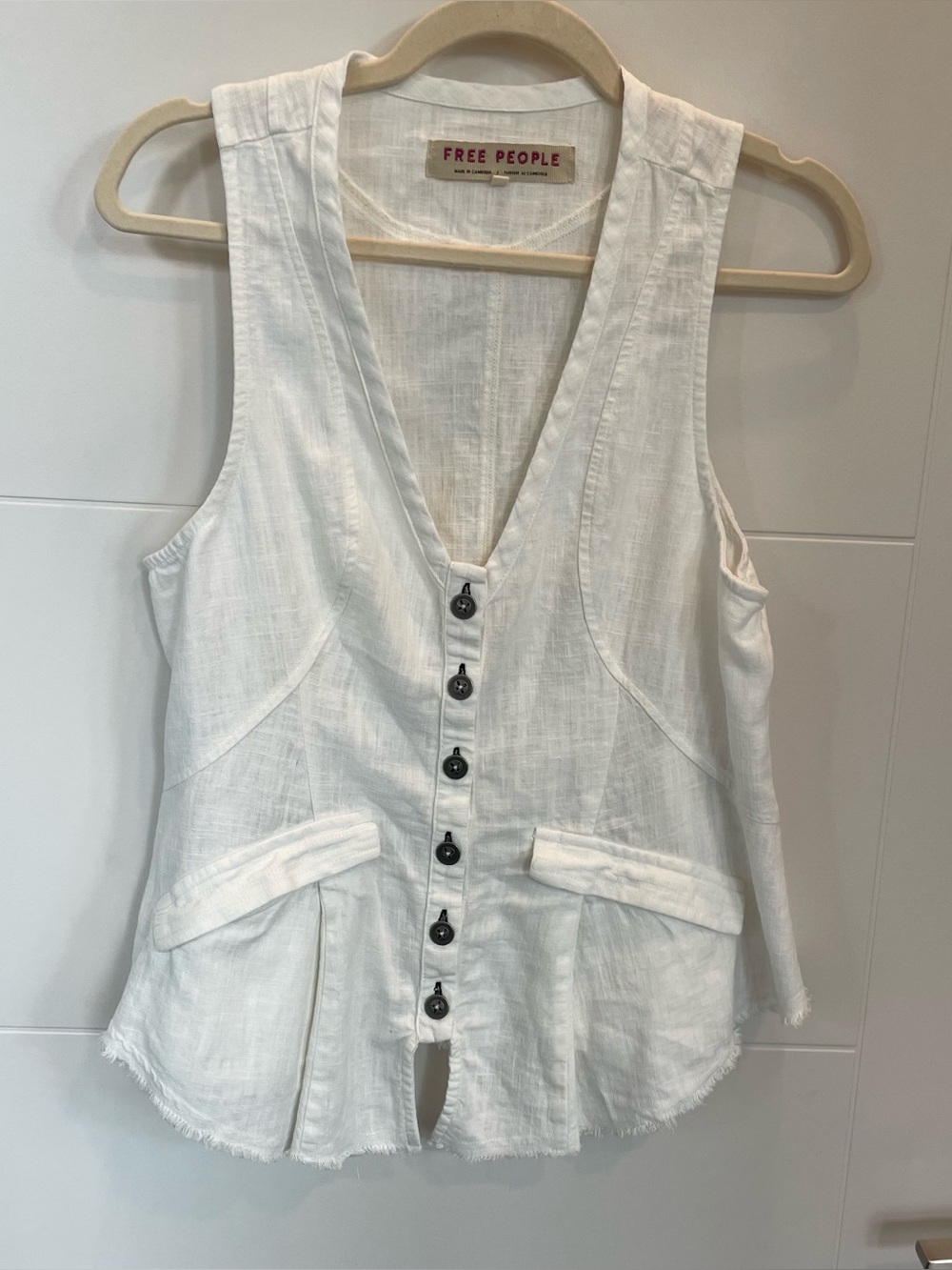 โผ๏ธFREE PEOPLEโผ๏ธLinen Button-Front Vest, Small